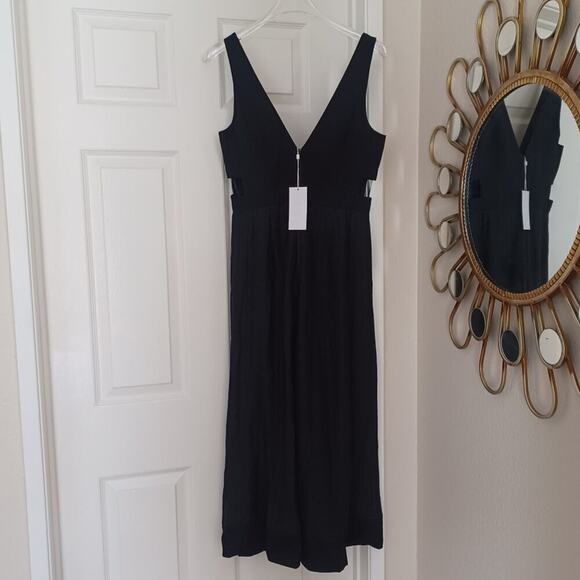 NWT Finders Keepers Go Now Palazzo Jumpsuit Black Cut-Out Semi-Sheer M Revolve - Picture 5 of 15